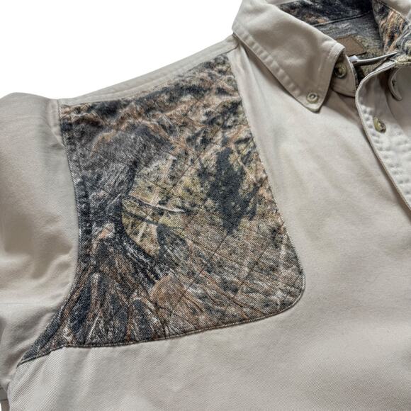 Mossy Oak Khaki Hunting Shirt Camo Quilted Shooting Patch Cotton Men L Gorpcore - Picture 2 of 16